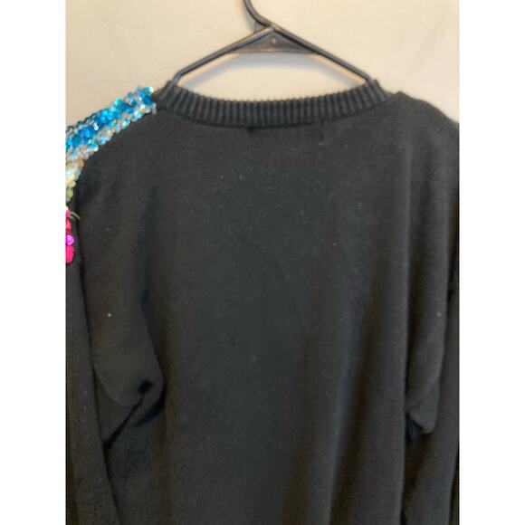 Vintage 80's Victoria Harbour Bright Sequined Long Sleeve Black Sweater Large - Picture 8 of 8